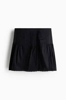 H&M Nervürlü ve Pamuklu Mini Etek