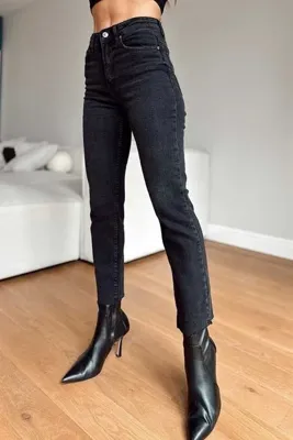 Aida Fashion Kesik paça mom fit jean