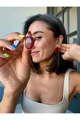 Merishe Jewerly Bordo Oval Düğme Küpe