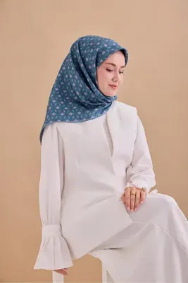 Silk Home Tivil İpek Eşarp IST 11479 - 19 Turkuaz Vintage Desen