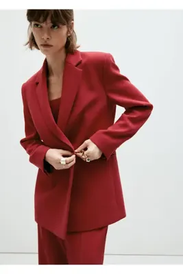 MANGO Woman Double-breasted blazer with belt