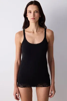 Penti Cotton Lace Dantel Siyah Cami Atlet