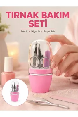 Genel Markalar Tırnak Bakım Manikür Pedikür Seti 4 Parça Pembe Minimal ve Dayanıklı
