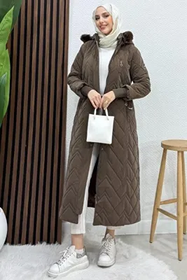 GİYZAMİLA Daisy Kapitone Şişme Mont Kahve