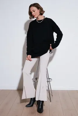 Lela Modest Bisiklet Yaka Çizgili Triko Kazak  KAZAK 4616161