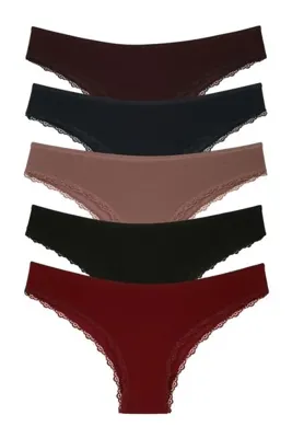 Nicoletta Kadın Külot 5 Li Paket Brazillian Bordo