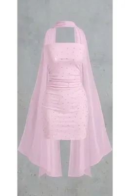 auraandmore Charlotte Fular Detaylı Taşlı Mini Elbise