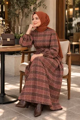TESETTÜREVİM Kışlık Şanel Caramel Tuvit elbise