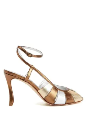 Manolo Blahnik Coludadhi Gold Silver Kadın Deri Sandalet