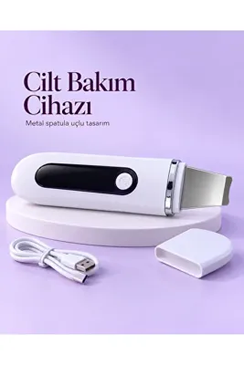 FAROUKİ USB Şarjlı Metal Spatula Uçlu Beyaz Yüz ve Cilt Bakım Cihazı