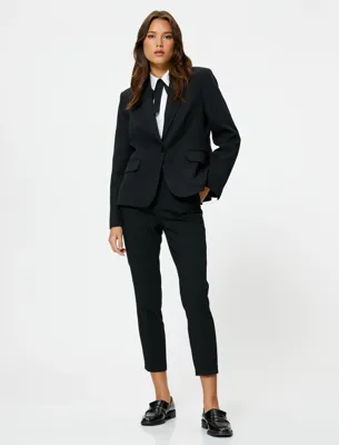 Koton Blazer Ceket Tek Düğmeli Kapaklı Cepli Regular Fit