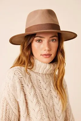 Külah Premium Valerie Fedora Şapka - Bej