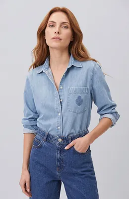 Network Açık İndigo Tencel Denim Gömlek
