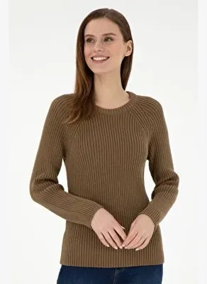 U.S. Polo Assn. Kadın Haki Bisiklet Yaka Kazak 50297095-VR027