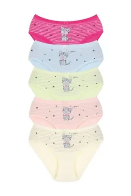 Newlilla 011 Kız Çocuk Mix Color 5'li Paket Baskılı Külot V21