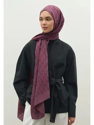 Fresh Scarfs MONOGRAM PAMUK FLOŞ JAKARLI ŞAL ŞAKAYIK