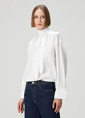 Kenzo Oversized Beyaz Bağlamalı Gömlek