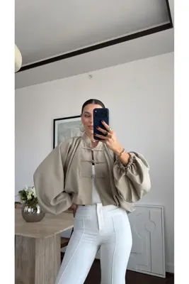 sinem kıvanç Balon Kol Biyeli Ceket - Şık Balon Kol Ceket