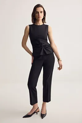 Muse for all x Trendyolmilla Siyah Yüksek Bel Dokuma Pantolon TWOSS26PL00093