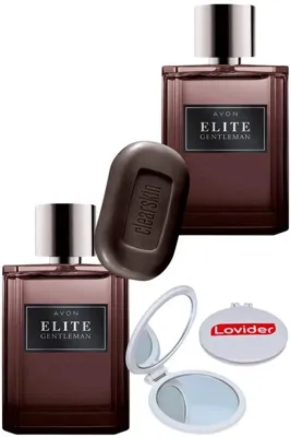 Avon Elite Gentleman Erkek Parfüm EDT 75ml X 2 Adet + Kömürlü Sabun + Lovider Cep Aynası Hediye