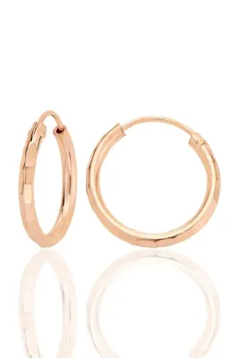 Söğütlü Silver Gümüş rose lazer kesimli 18 mm halka küpe SGTL12749ROSE