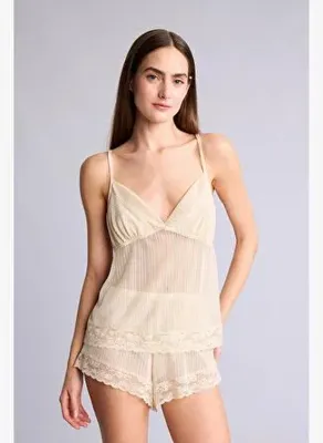 Defacto Regular Fıt Askılı Şifon Pijama Takımı