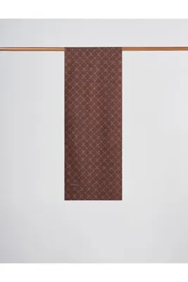 Kayra Monogram Desen Şal Koyu Kahve