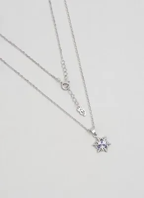 So Chic Elsa 18 Ayar Beyaz Altın Kaplama 43 Cm Gümüş Kar Tanesi Kolye