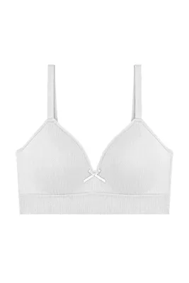 Cottonhill Bra - Mirel | Beyaz Büyük Beden Bambu Desenli Balensiz Minimizer Kadın Sütyen