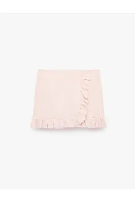 Koton Slim Fit Fırfır Detaylı Kruvaze Mini Etek