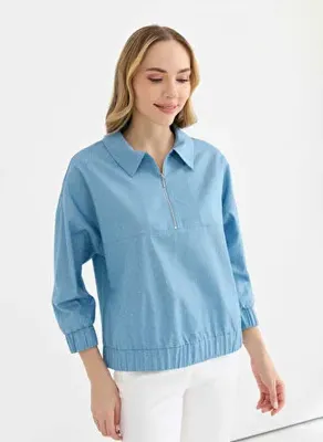 Selen Açık Mavi Kadın %100 Pamuk Bluz 26YSL8430