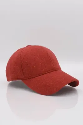 Külah Kadın Kırmızı Yünlü Kışlık Beyzbol Kep Şapka