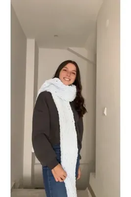 AidaAstrid Puffy El Örgüsü Atkı (60 farklı renk seçeneği )