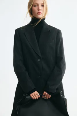 H&M Omuzları Vatkalı Uzun Blazer