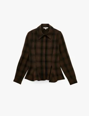 Koton Slim Fit Klasik Yaka Uzun Kollu Ekose Peplum Gömlek
