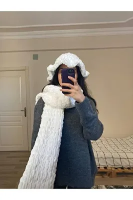 MY VİNTAGE El Örgüsü Puffy Atkı Şal