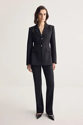 Muse for all x Trendyolmilla Siyah Straight/Düz Paça Dokuma Pantolon TWOSS26PL00090