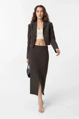 Antioch Haki Crop Kadın Blazer Ceket