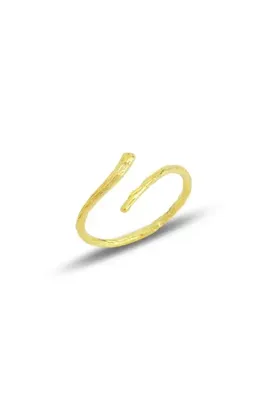 Söğütlü Silver Gümüş Altın Yaldızlı Üstten Ayarlamalı Ince Yüzük Sgtl11689gold