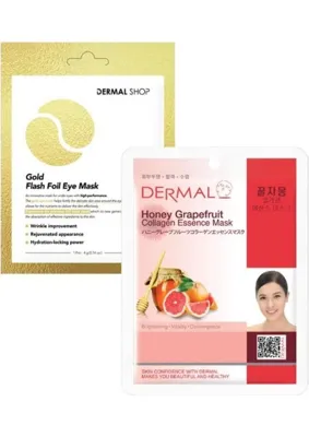 Myg Plus Dermal 3 Katmanlı Gold Göz Maskesi ve Aydınlatıcı ve Canlandırıcı Bal Greyfurt Kolajen Özlü Maske Seti