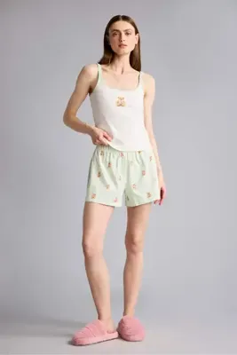Defacto Regular Fit Askılı Ayıcıklı Nane Yeşili Pijama Takımı H6326AX26SM