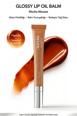 Aurelia Genève Glossy Lip Oil Balm - Nemlendirici Etkili Renkli Lip Balm - Mocha Mousse - Nude Soft Kahve - 12 ML