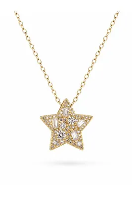 serelya 316L Çelik Zincir Gold Renk Zirkon Taşlı Yıldız Model Kadın Kolye