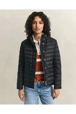 Gant Kadın Siyah Regular Fit Dik Yaka Kaz Tüyü Mont