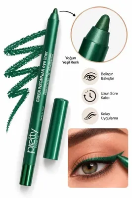Pretty Beauty Green Eyeliner Yoğun Yeşil Göz Kalemi – Canlı Yeşil Renk, Uzun Süre Kalıcı, Kolay Uygulanan Eyeliner