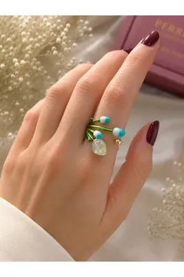 perry accessories LALE DETAYLI özel tasarım xuping gold detaylı 14k kaplama kadın yüzük ayarlanabilir zirkon taşlı yüzük