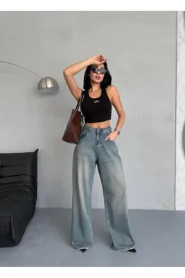 Zeo Basic EXTRA BAGGY TİNT MAVİ DENIM PANTOLON
