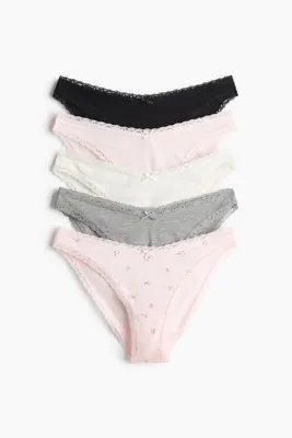 H&M 5'li Dantel Şeritli ve Pamuklu Külot