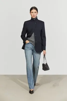 Massimo Dutti Yün karışımlı dik yaka blazer