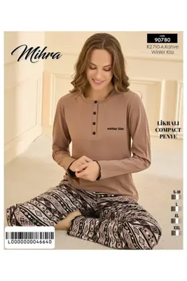 Mihra Compact Penye Uzun Kollu Kadın Pijama Takımı